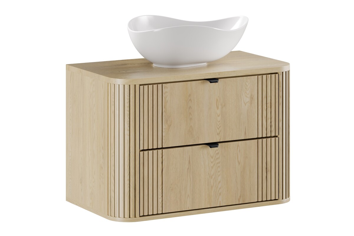 Zestaw Comad Ovalia Cremona szafka z blatem 80 cm wisząca dąb z umywalką nablatową Cloud 51x39 cm białą SET-OVC B CREMONA 80CM UN ... - Wysyłka w 24h