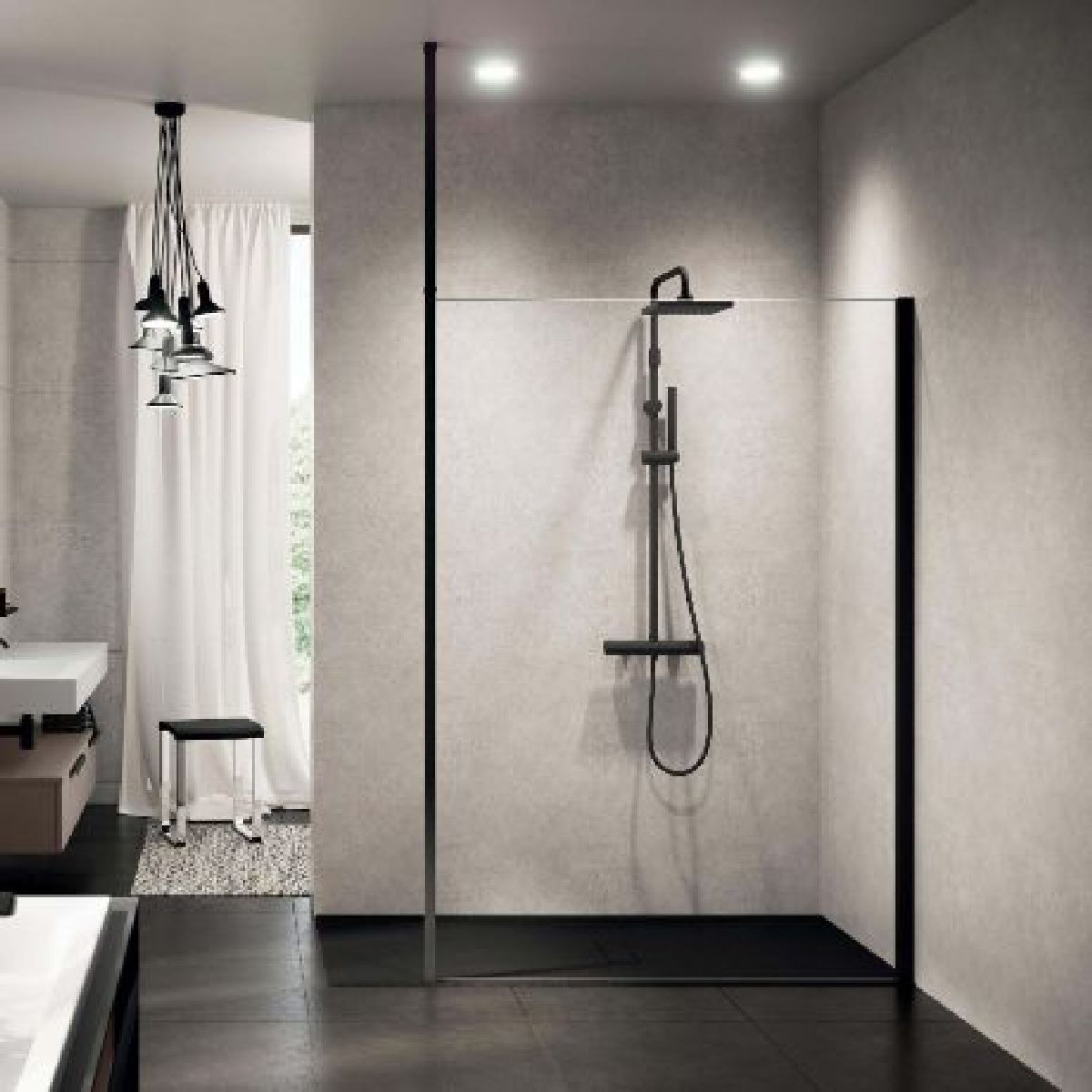 Novellini Kuadra H Walk-in ścianka prysznicowa 90 cm inox/szkło przezroczyste KUADH90-1Z