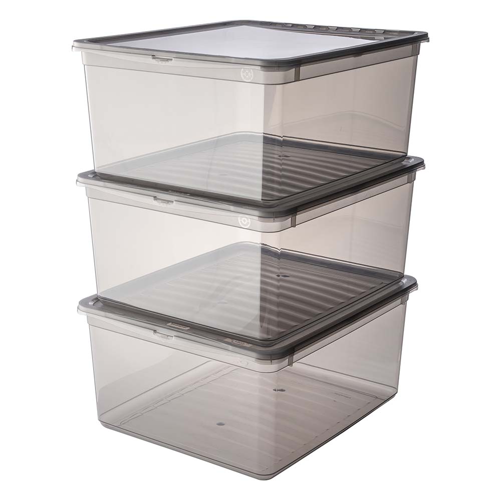 Keeeper Bea Clearbox pojemniki do przechowywania (3 szt) zestaw przezroczysty-szary 3003182700000