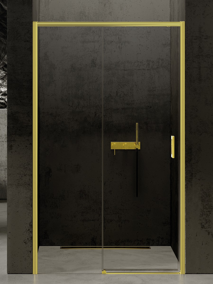 New Trendy Prime Light Gold drzwi prysznicowe 160 cm lewe złoty połysk/szkło przezroczyste D-0432A
