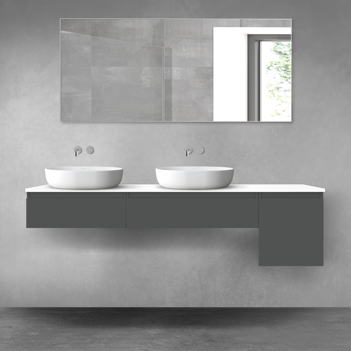 Oltens Vernal zestaw mebli łazienkowych 180 cm z blatem grafit mat/biały połysk 68535400 - Wysyłka w 24h