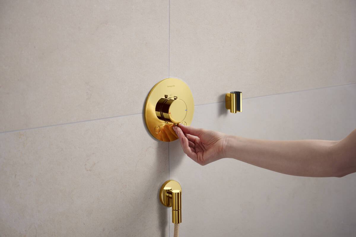 Hansgrohe Ecostat Comfort S bateria wannowo-prysznicowa podtynkowa termostatyczna złoty optyczny polerowany 33715990