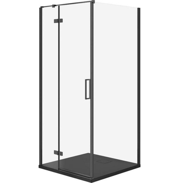 CERSANIT Kabina prysznicowa JOTA lewa czarna 90x90 z brodzikiem TAKO