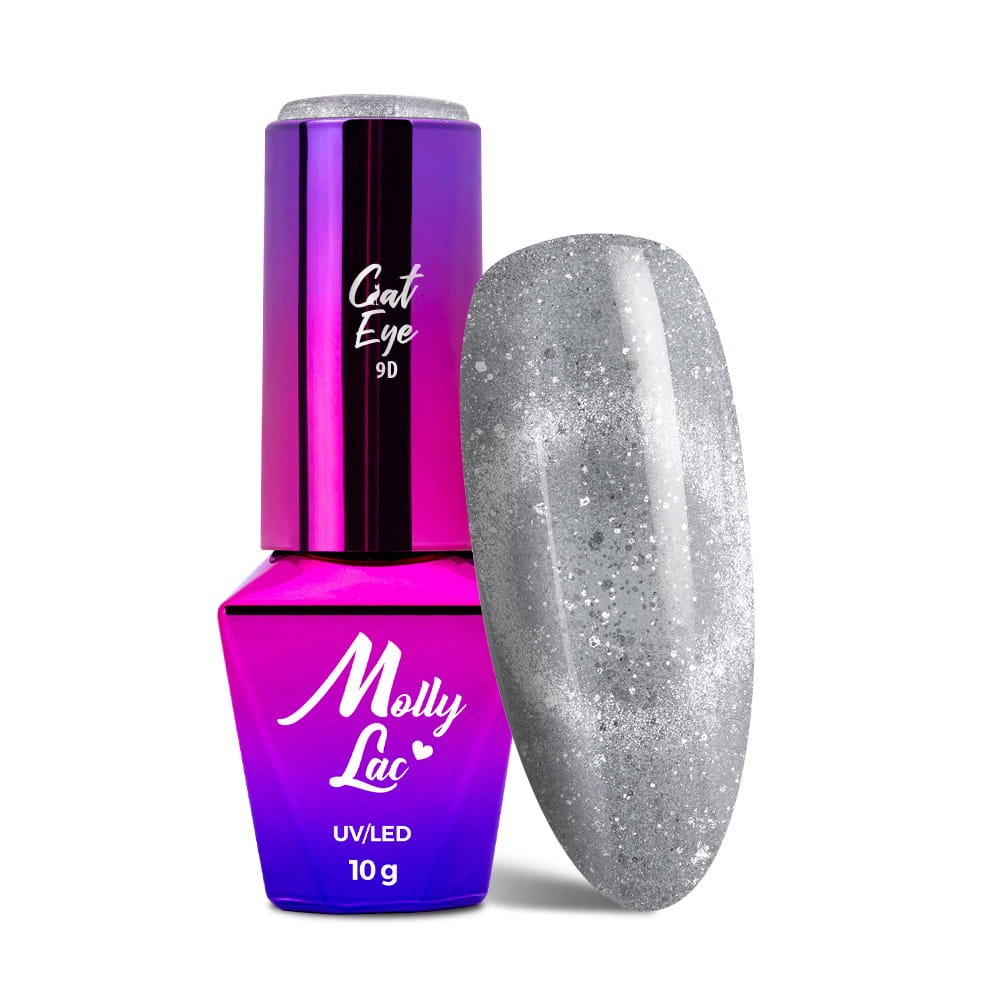 Lakier hybrydowy LED/UV Gel Polish MollyLac Cat Eye Foxy Eyes Nr 550 Silver Grey 10g
