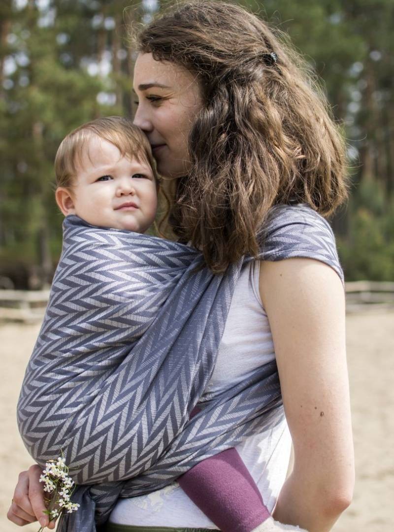 Chusta do noszenia dzieci HERRINGBONE GREY - 100% Bawełna, splot żakardowy