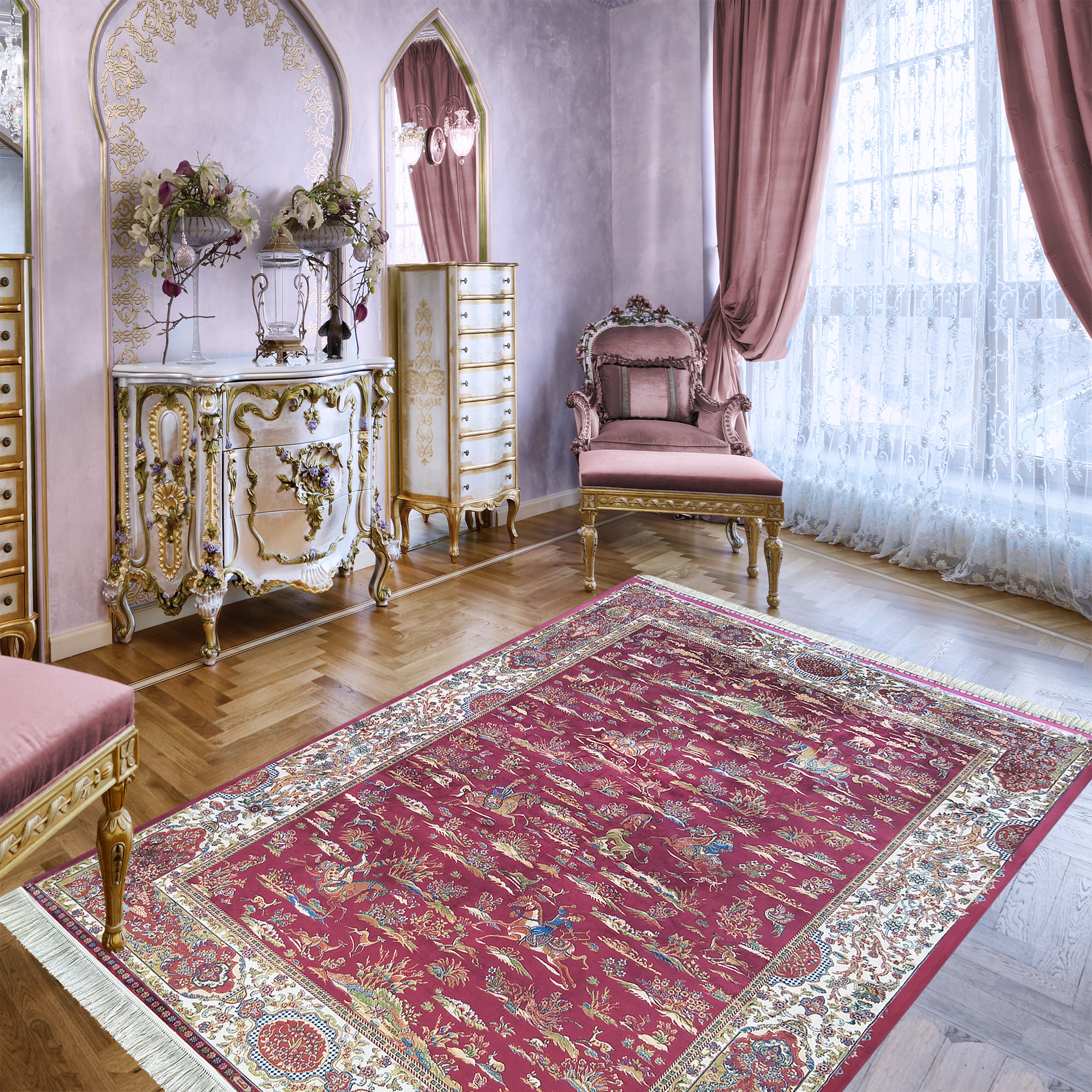 Dywan - 160 x 230 cm - Czerwony - Ekskluzywny - Dywanopol