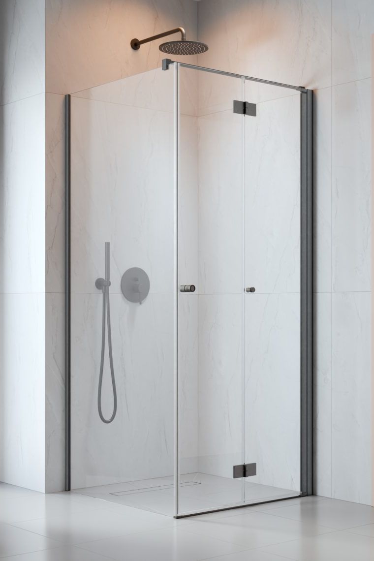Darmowa Dostawa - Kabina prysznicowa część lewa 90x90 cm kwadratowa gunmetal szczotkowany/szkło przezroczyste Radaway Nes 6 Brushed GunMetal KDD I 