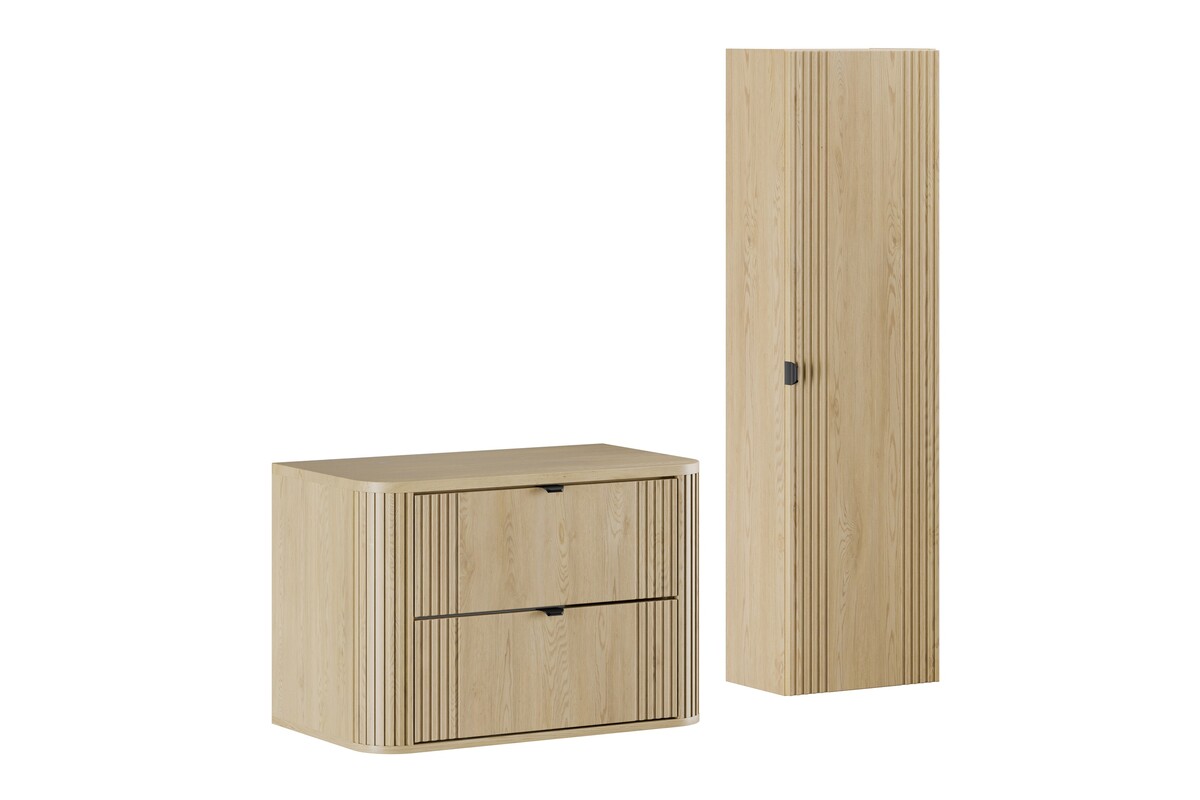 Darmowa Dostawa - Zestaw mebli łazienkowych 120x45.8x140 cm podumywalkowa wisząca dąb Comad Ovalia Cremona SETOVCBCREMONA80CMHC