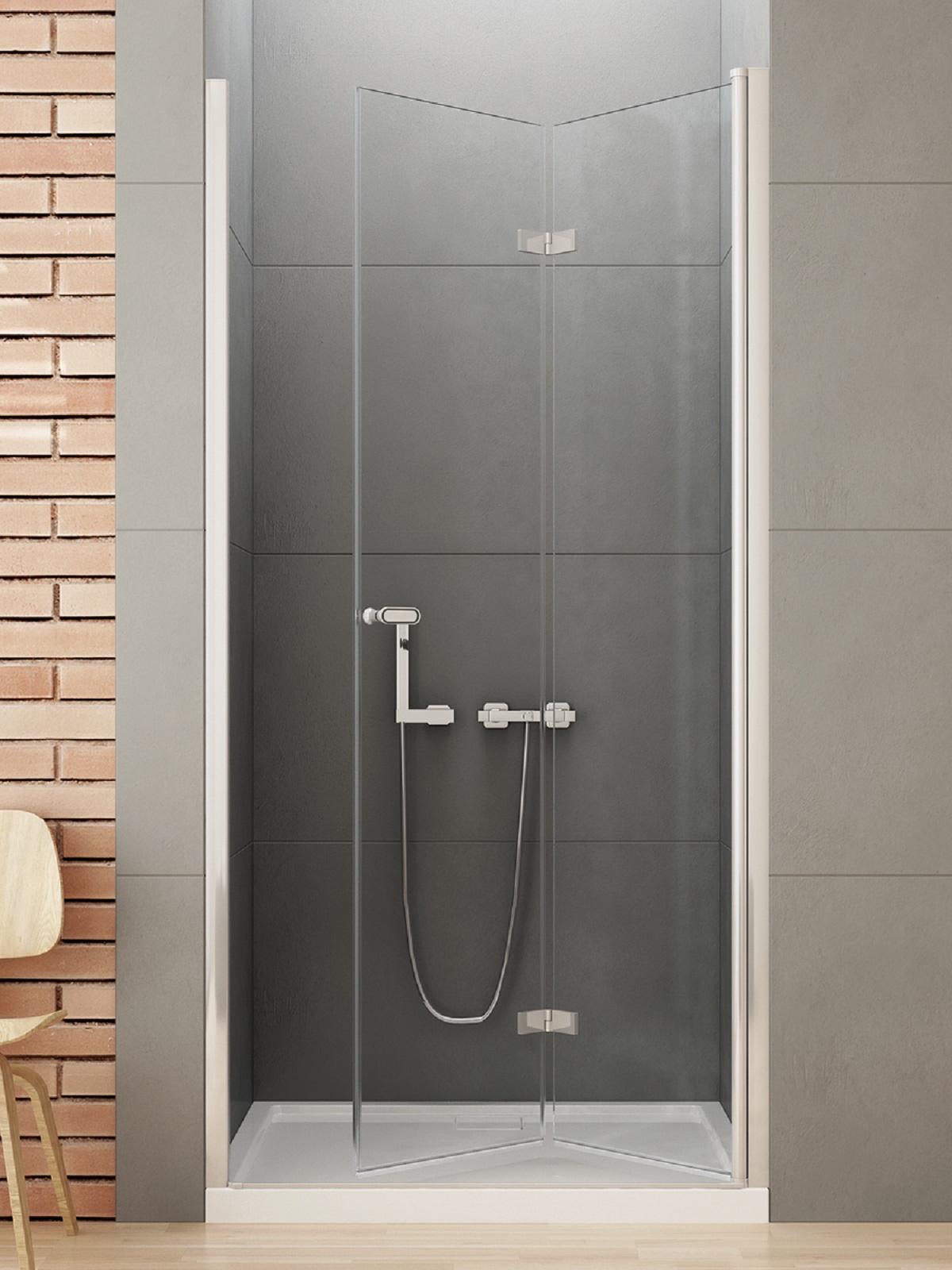 Darmowa Dostawa - Drzwi prysznicowe 120 cm składane chrom połysk/szkło przezroczyste New Trendy New Soleo D0138A