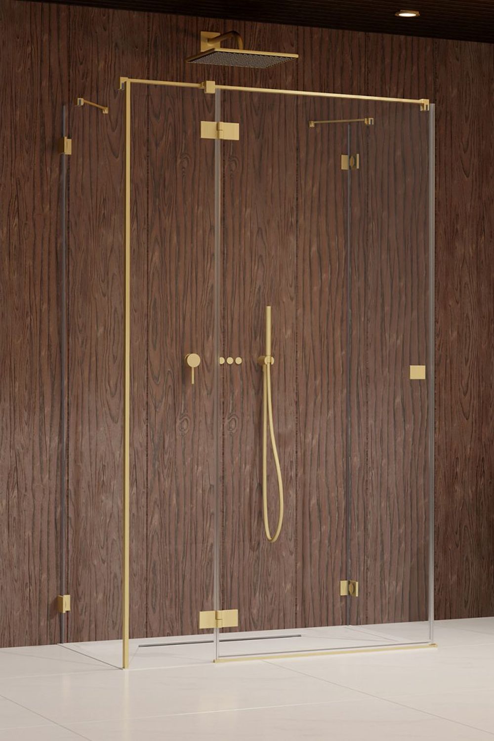 Darmowa Dostawa - Drzwi prysznicowe 90 cm uchylne Radaway Essenza Pro Brushed Gold KDJ+S 100973909901L