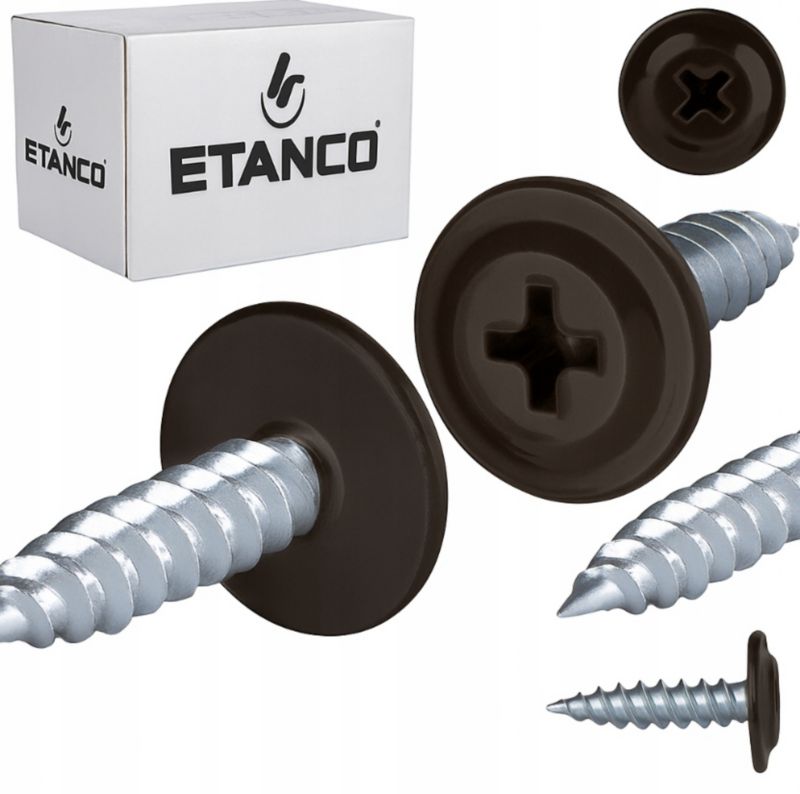 Wkręty Podkładkowe Etanco Do Drewna 4,2X50Mm, Ral 8019 Gm-S 250Szt.