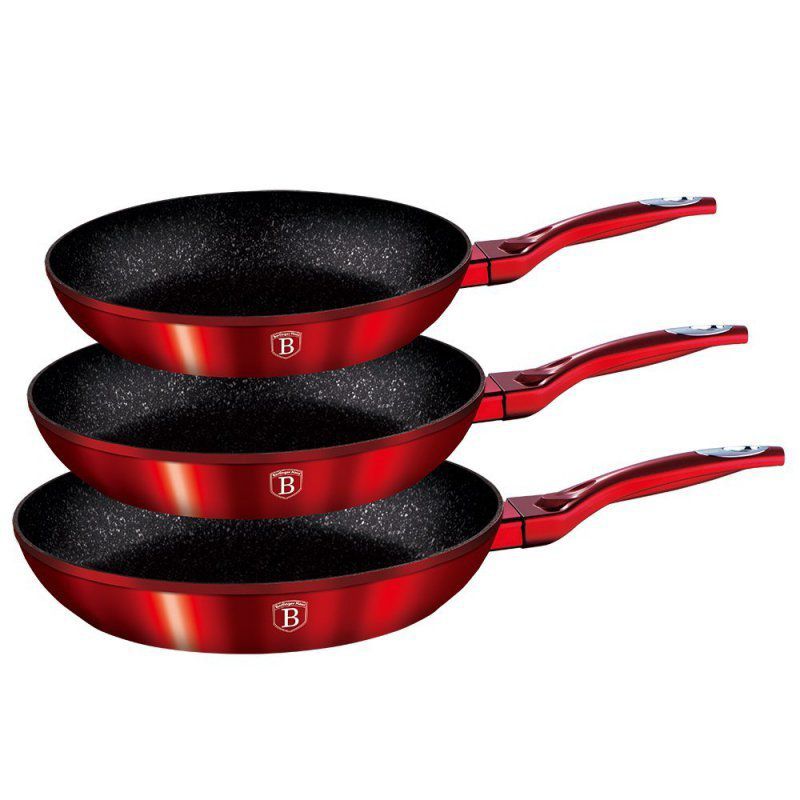 Zestaw 3 patelni Berlinger haus bh-1288 red metallic line komplet 1szt
