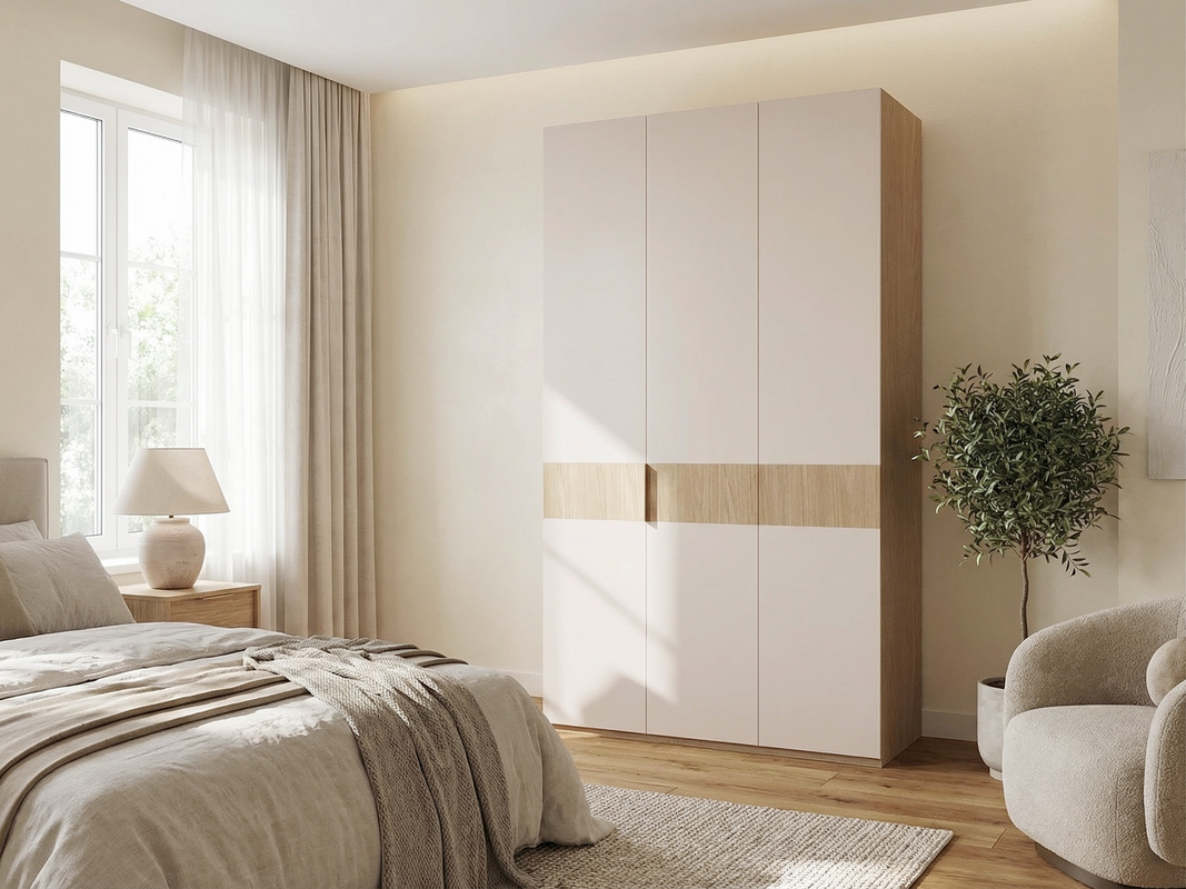Trzydrzwiowa szafa z drążkiem i szufladami 135 cm z SOMER