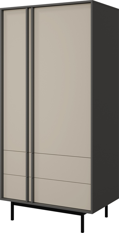 Dwudrzwiowa szafa do salonu 93 cm beżowa z szufladami AVERO
