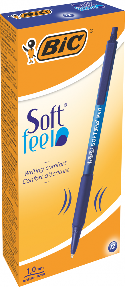 12x Długopis automatyczny BIC Soft Feel, 1mm, niebieski