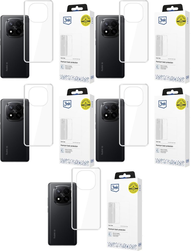5x Etui na telefon 3mk Clear Case, do Xiaomi Redmi Note 15 Pro+ 5G, transparentny