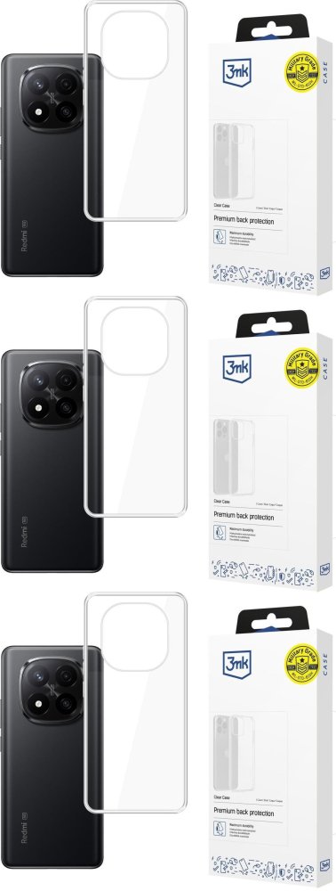 3x Etui na telefon 3mk Clear Case, do Xiaomi Redmi Note 15 Pro+ 5G, transparentny