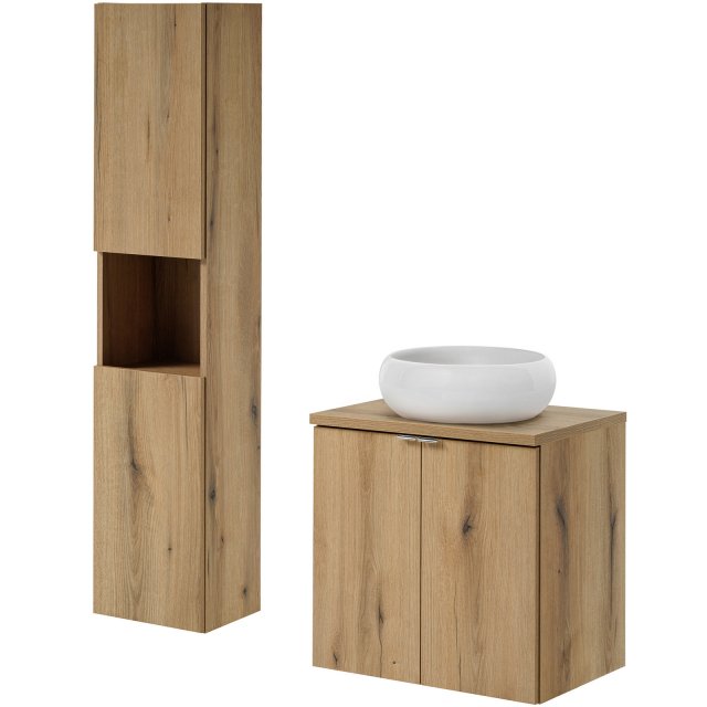 COMAD Zestaw mebli NOVA OAK szafka z drzwiami z blatem 60 cm, umywalk