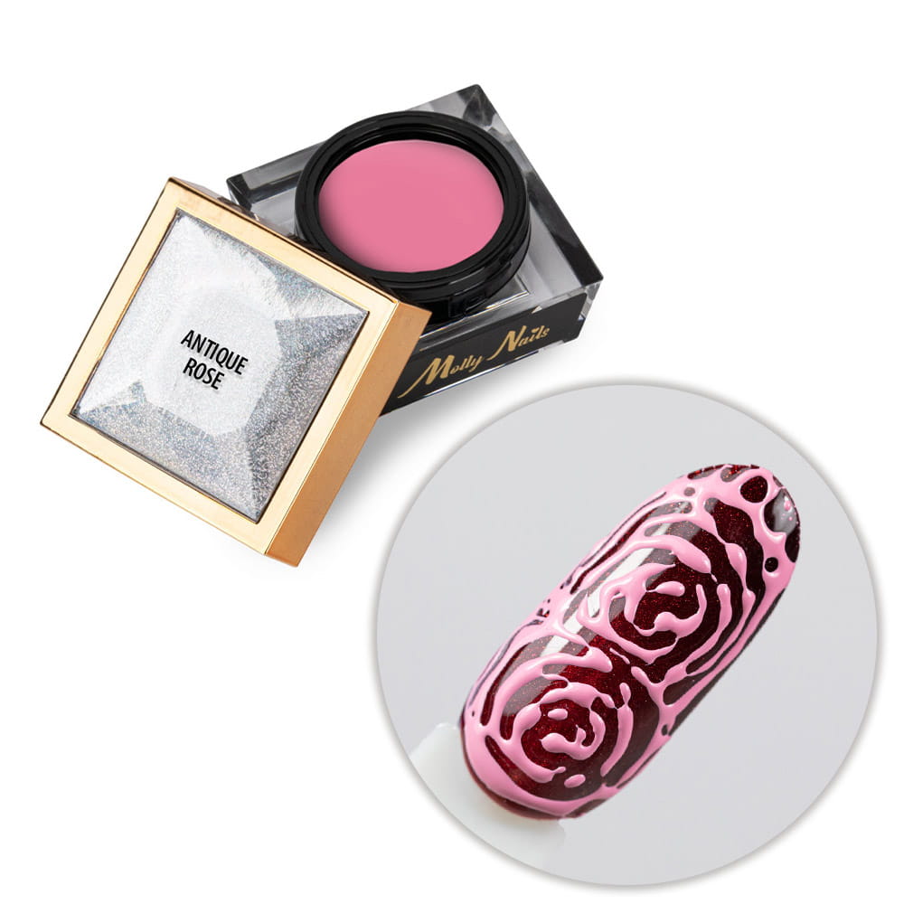 Creative Flow Color Gel - kreatywny NailArt żel do efektu topniejących, miękkich wzorów Molly Nails Antique Rose HEMA/Di-HEMA free 5 g