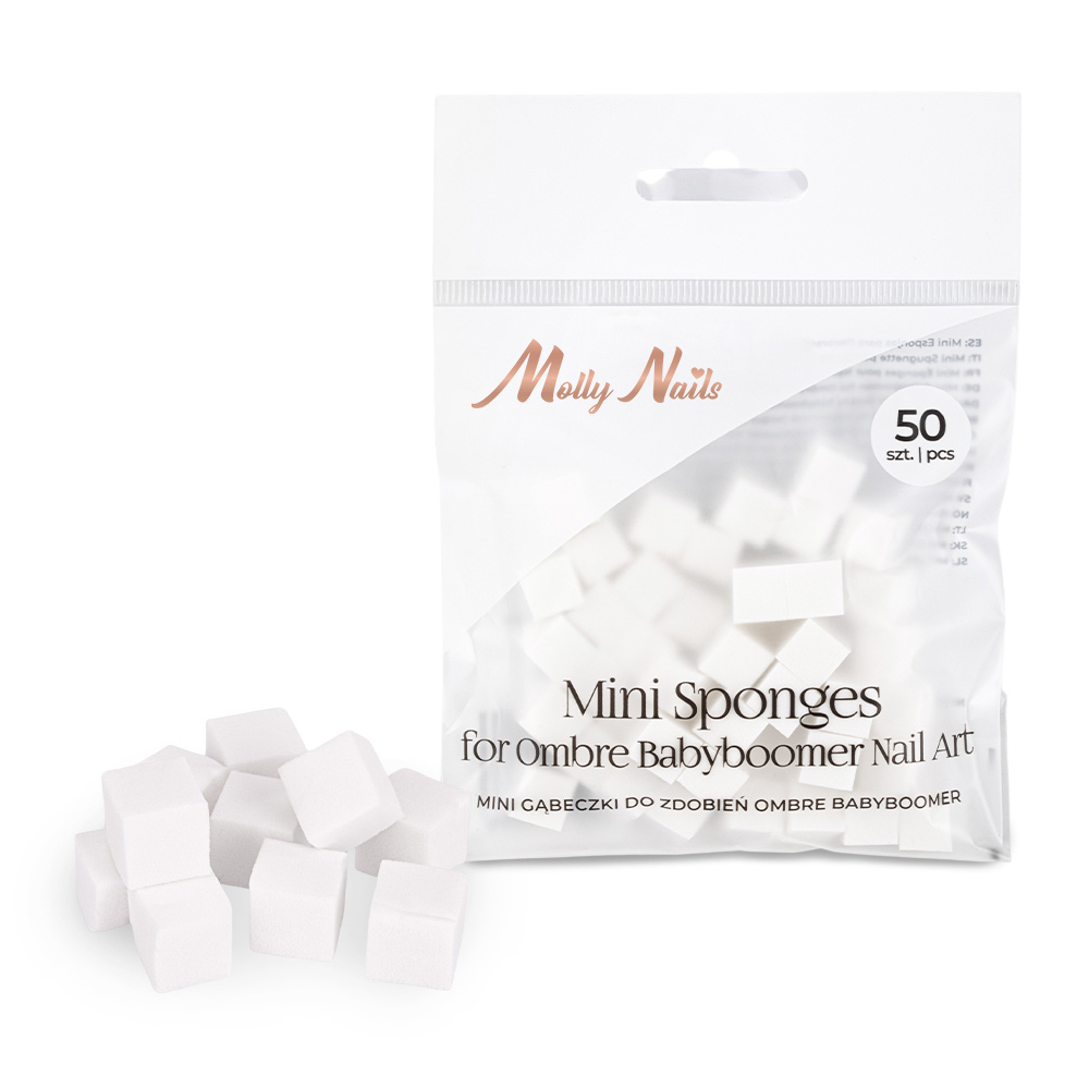 Zestaw mini gąbek do zdobień ombre babyboomer Molly Nails 50 sztuk
