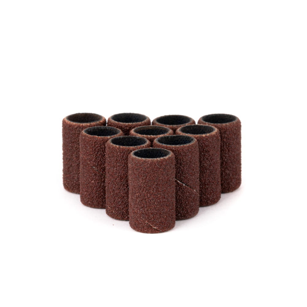 Kapturki do manicure i pedicure mandrele nakładki ścierne cylinder 6mm gradacja #180 AlleMed brązowe 10 szt.