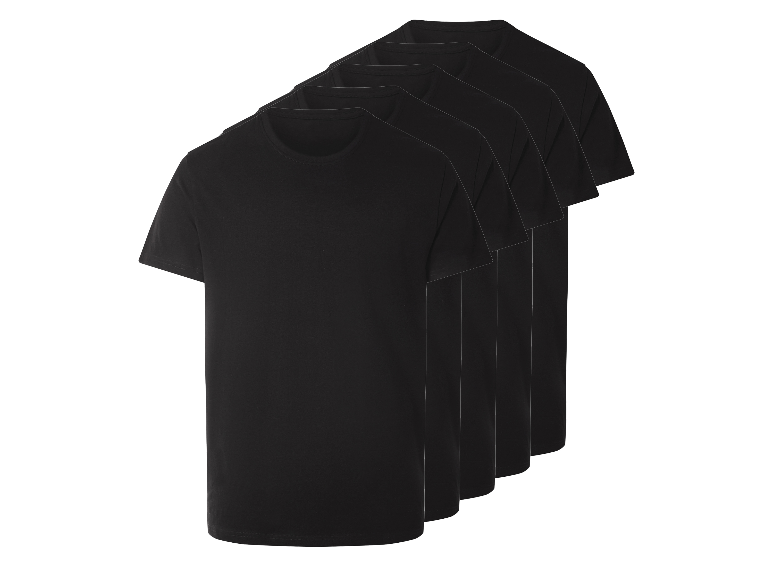 esmara Men T-shirty męskie z bawełny, 5 sztuk Czarny, L 52/54