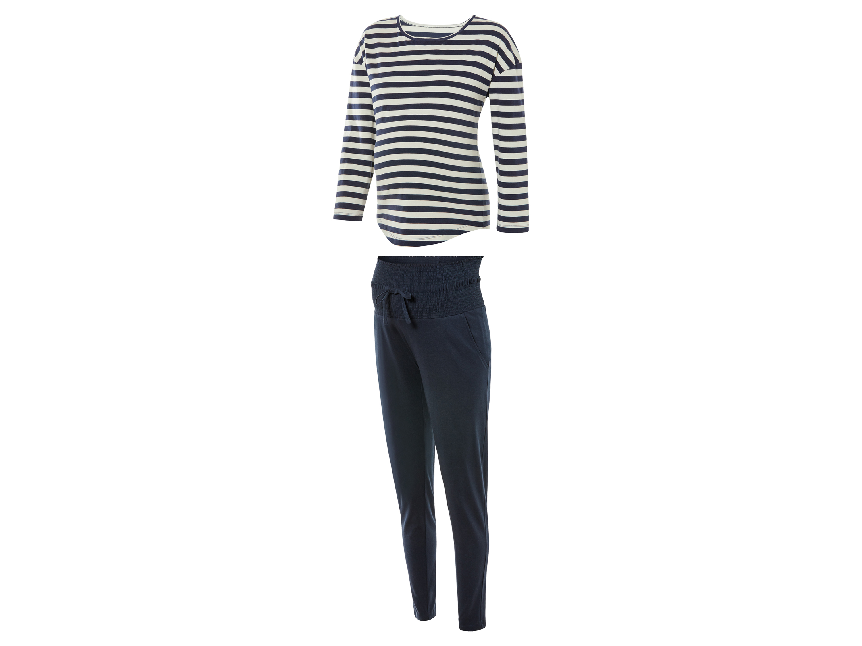 esmara Piżama ciążowa damska z bawełny Paski/ciemnoniebieski, M40/42