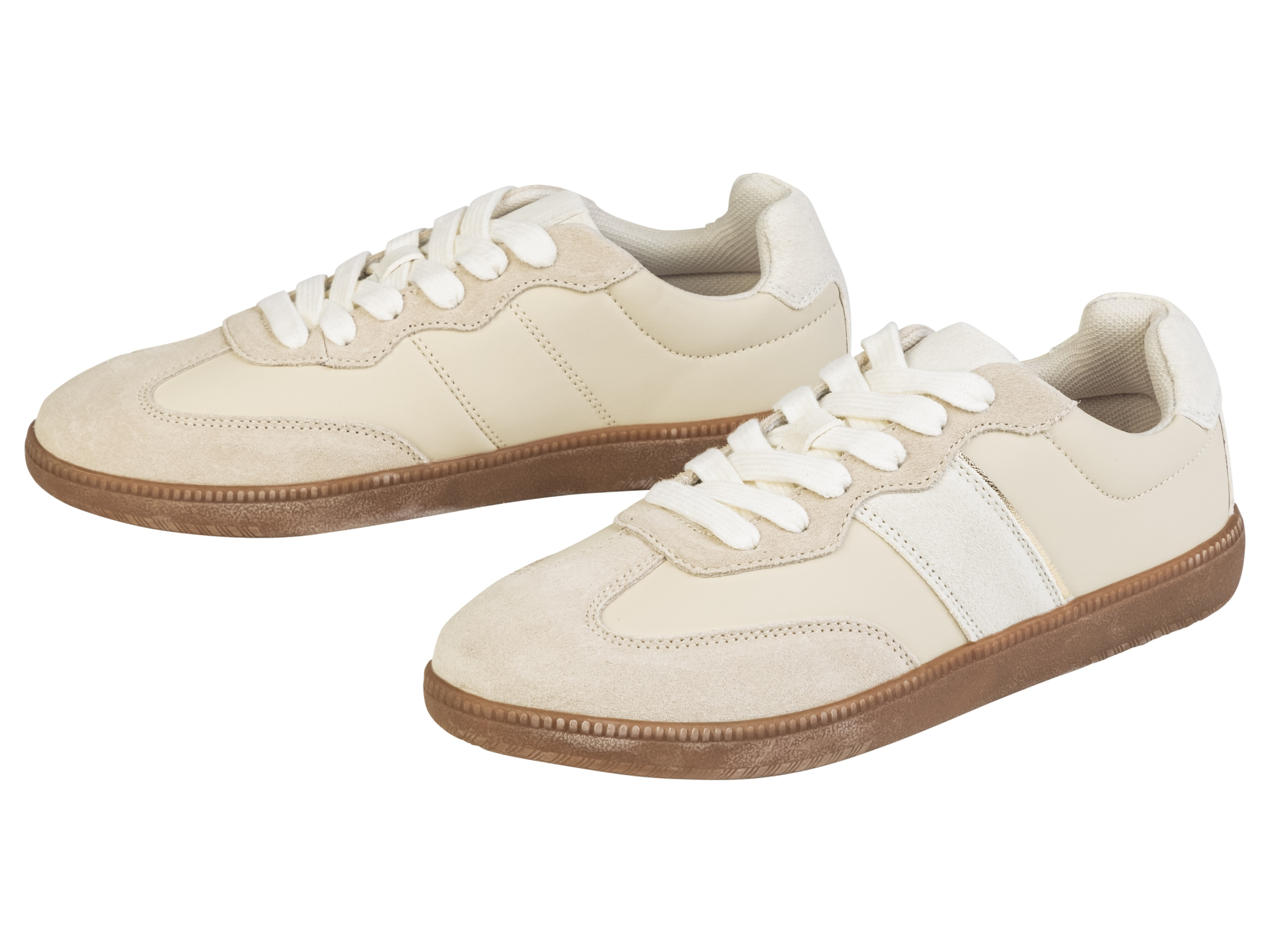 esmara Skórzane sneakersy damskie Beżowy/ biały, 39