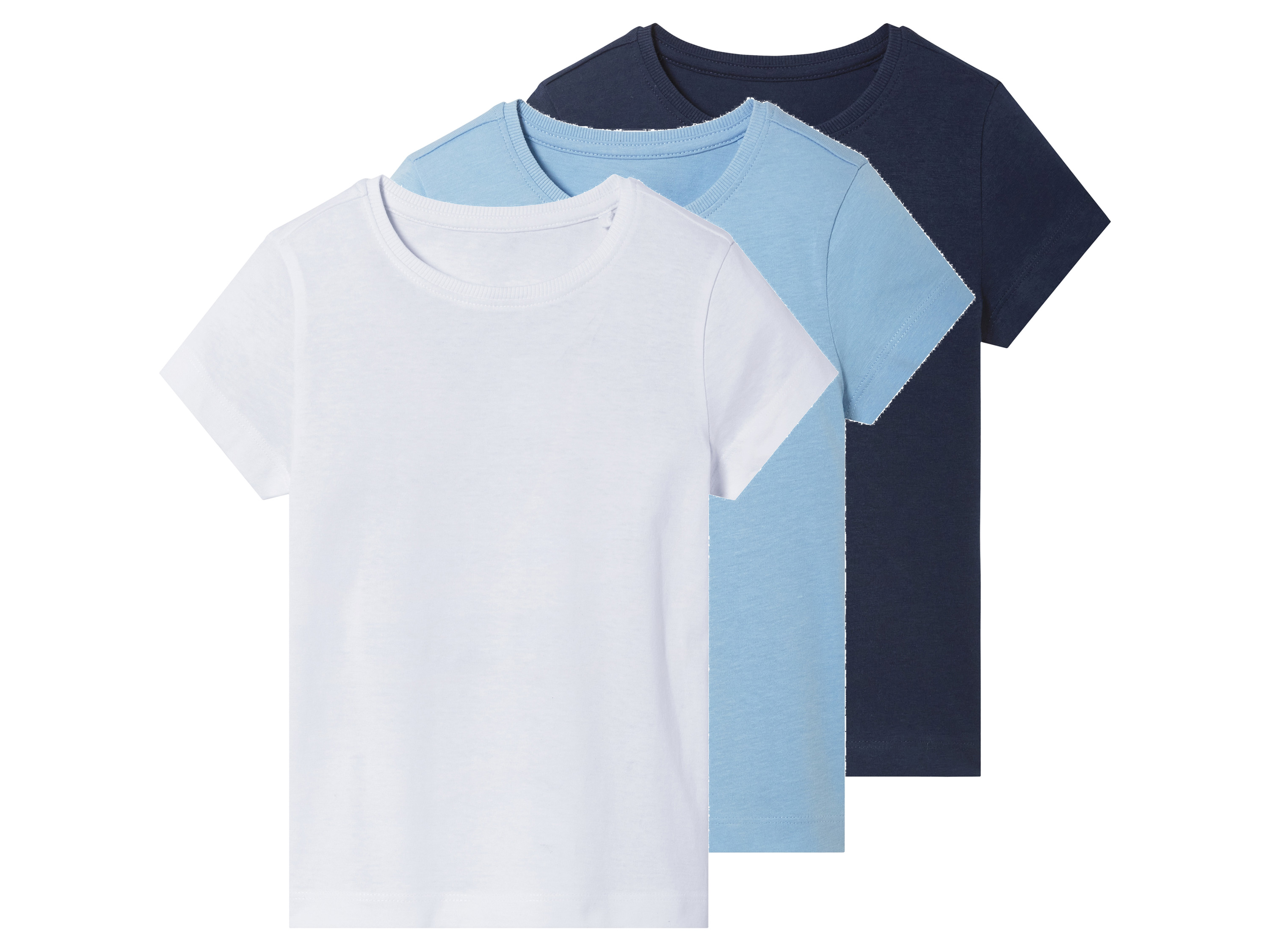 lupilu T-shirty dziecięce z bawełny, 3 sztuki Granatowy/niebieski/biały, 110/116