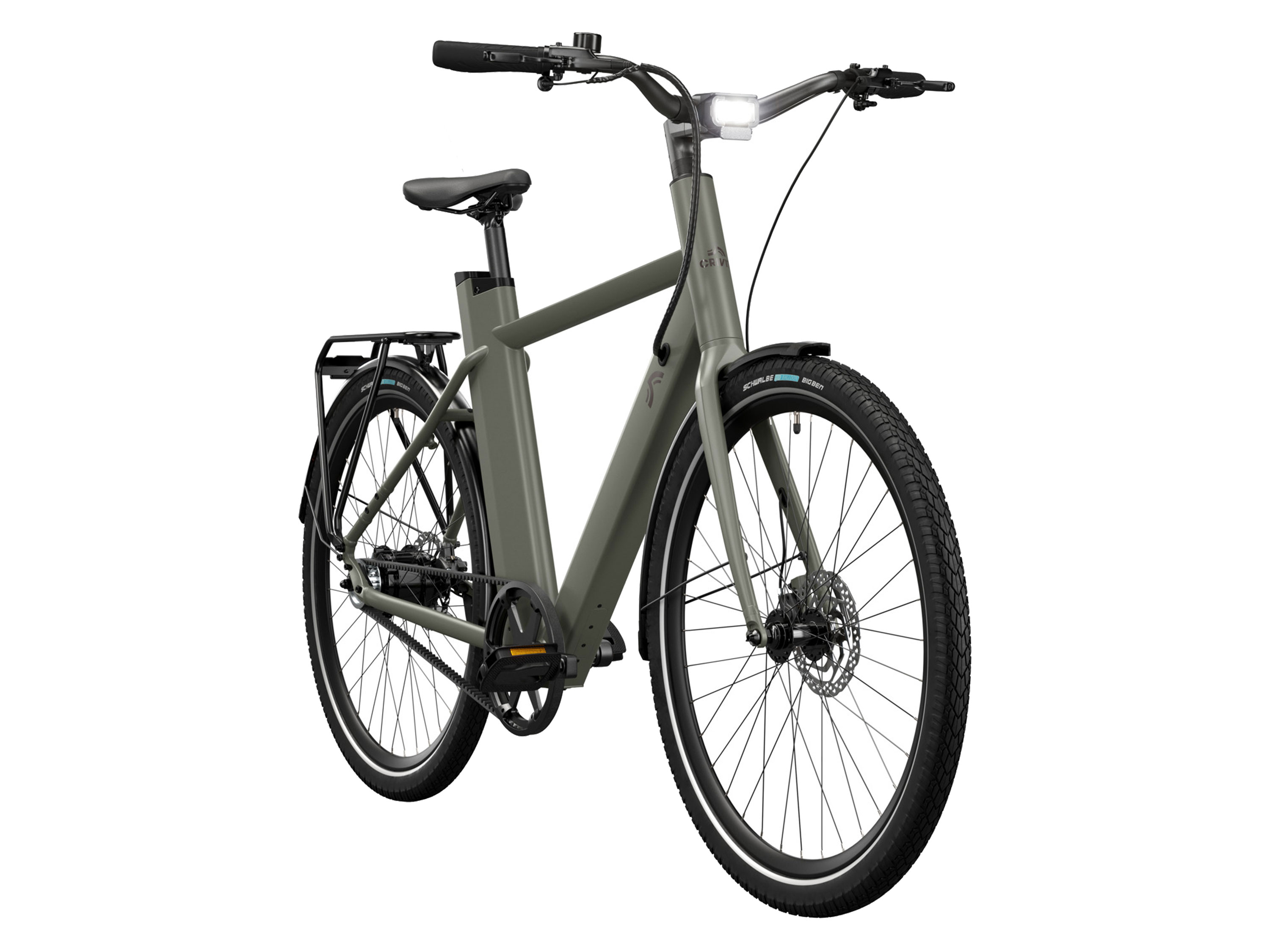 Crivit Rower miejski elektryczny X.3 Gates z napędem na pasku, 355 Wh Olive green