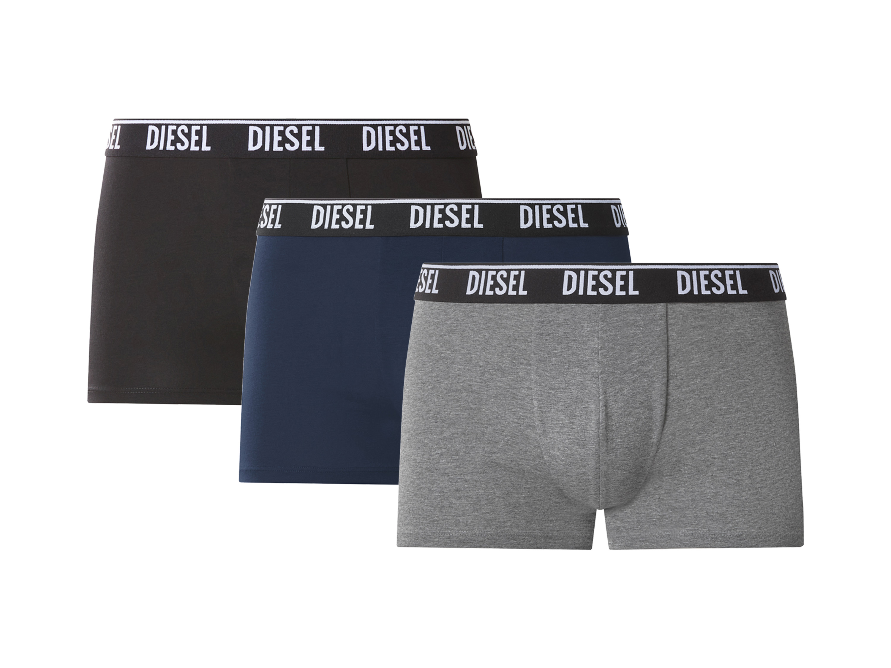 Diesel Bokserki męskie z bawełną, 3 pary Czarny/ granatowy/ szary, M