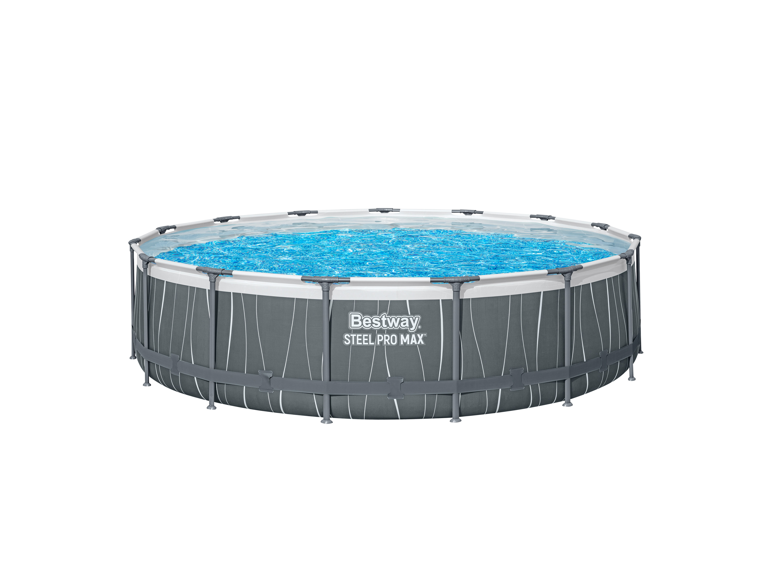 Bestway Basen stelażowy Steel Pro MAX Led, Ø 457 x 107 cm, szary