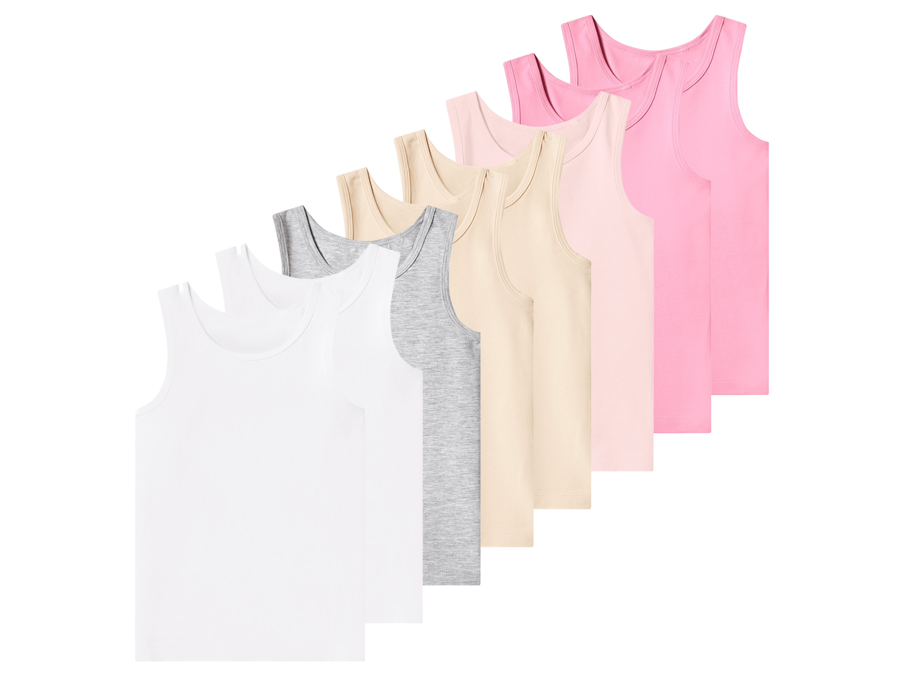 lupilu Podkoszulki dziecięce, 8 sztuk Różowy/szary/biały, 134/140