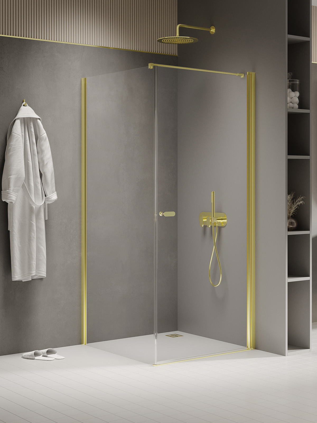 Darmowa Dostawa - Kabina prysznicowa 100x70 cm prostokątna złoty połysk/szkło przezroczyste New Trendy New Soleo Light Gold K1845WP