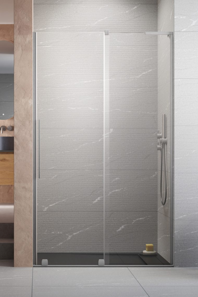 Darmowa Dostawa - Drzwi prysznicowe 62.2 cm rozsuwane nikiel szczotkowany/szkło przezroczyste Radaway Furo SL Brushed Nickel DWJ 103076229101R