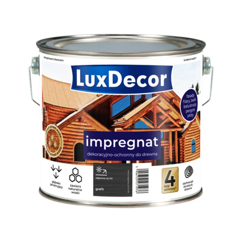 Impregnat dekoracyjno-ochronny do drewna LuxDecor, grafit, 2,7l, 1 szt.