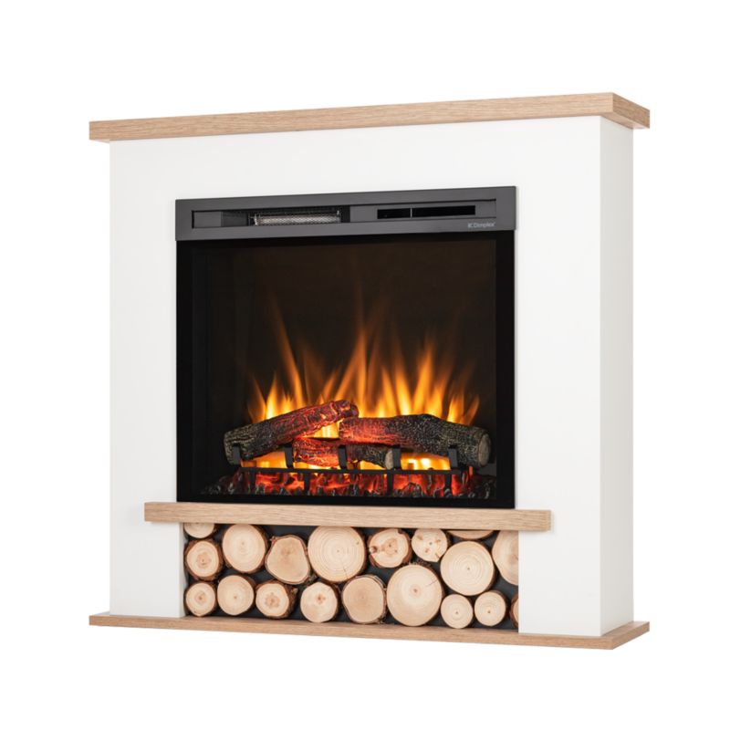 Kominek elektryczny Warmtec Tula 28" XHD 1400W energooszczędny LED biały mat z drewnem 1 szt.