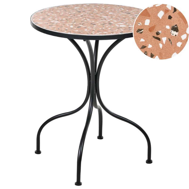 Stolik bistro Adrano 60 cm 60 cm Efekt lastryko Metal Czarny 1 szt.