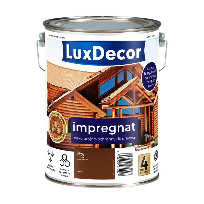 Impregnat dekoracyjno-ochronny do drewna LuxDecor, teak, 4,5l, 1 szt.