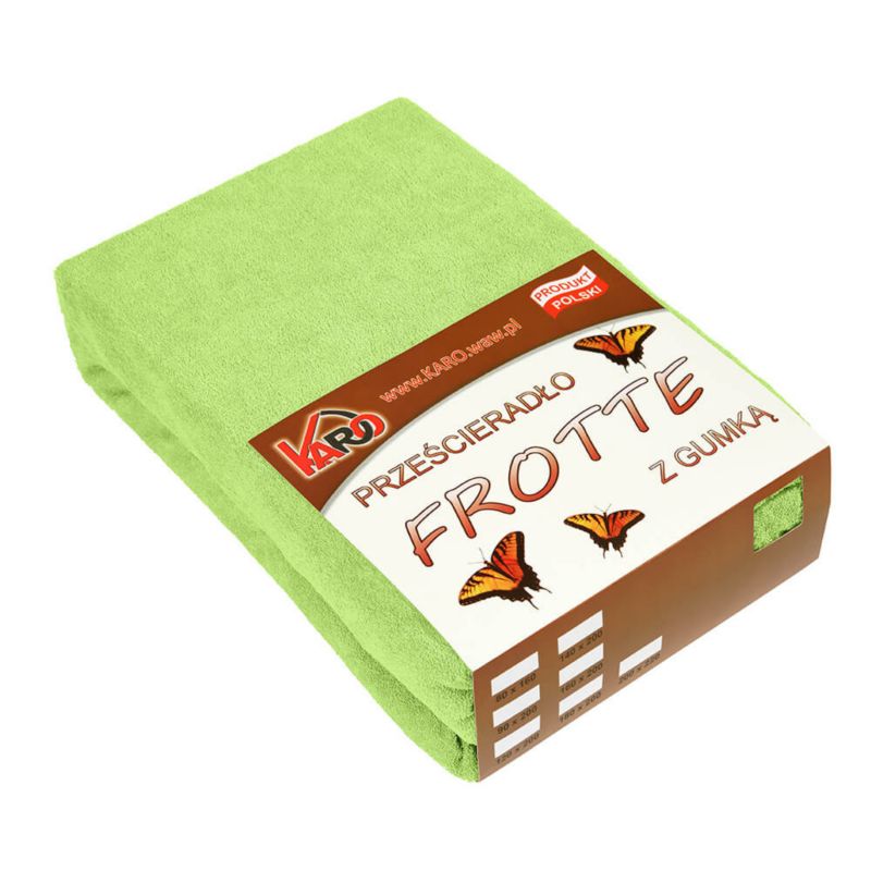 Prześcieradło frotte z gumką KARO 180x200 limonkowe 1 szt.