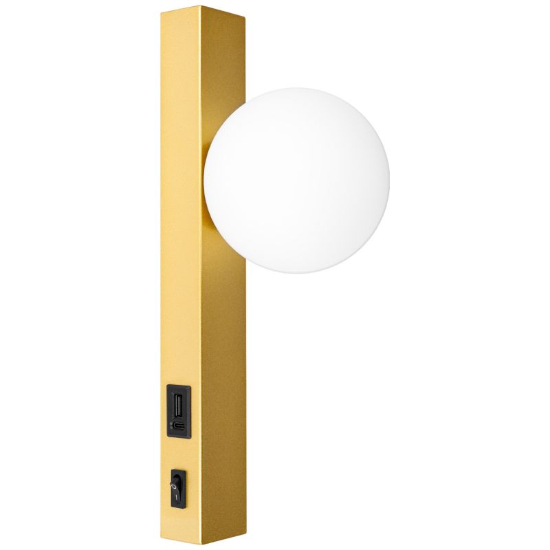 Kinkiet ścienny G9 LED MasterLED Bali IP20 z USB A+C z włącznikiem lampka do czytania złoty 1 szt.