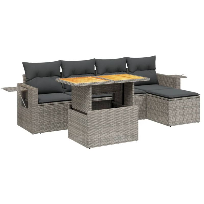 Zestaw mebli ogrodowych wypoczynkowy WaszeMeble polirattan szary z poduszkami WM-3271732 1 kpl