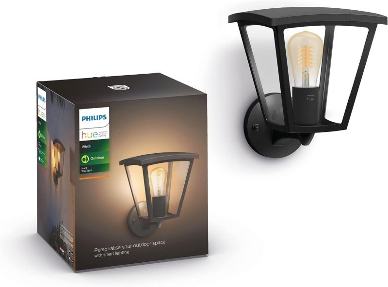 Kinkiet Ogrodowy Hue Inara Philips HUE Lampa Zewnętrzna Elewacyjna 7W 550lm IP44 White Czarna Inteligentna Bluetooth 1 szt.