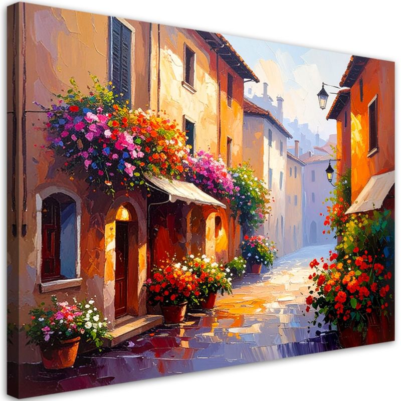 Obraz nowoczesny do salonu sypialni Feeby Włoskie uliczki Kwiaty Domy 100x70cm 1szt