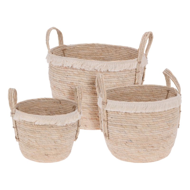 Zestaw 3 koszy plecionych H&S Decoration trawa morska beżowy 34,5x32 cm 1 kpl.