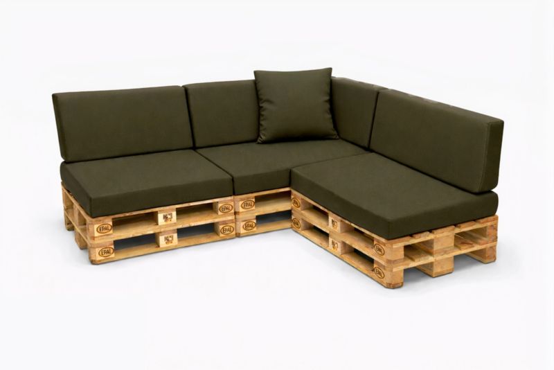Komplet 8 sztuk poduszek ogrodowych na palety Setagrden 3x120x60cm /3x120x40cm+60x40cm,zielone dwustronne poduszki ogrdowe, 1szt