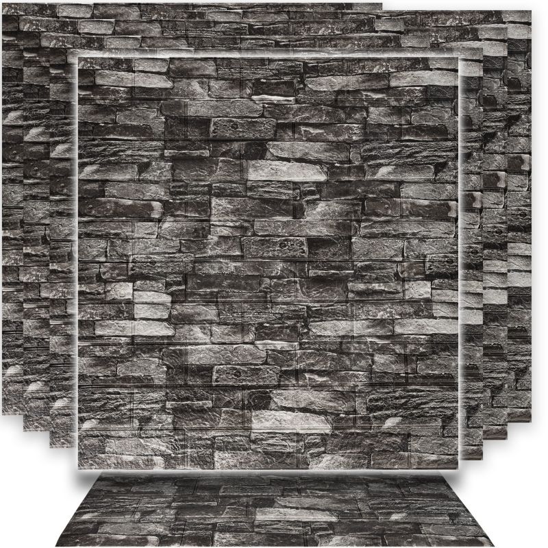 Samoprzylepne Dekoracyjne Panele Ścienne Tapeta 3D Czarne 70x77cm Heckermann 10 szt