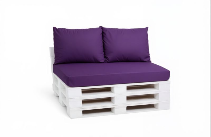 Zestaw 3 poduszek na paletę, Setgarden, 120x40x10 cm, 2x60x50cm oparcie,, Fioletowa dwustronne poduszki na meble ogrodwe, 1szt