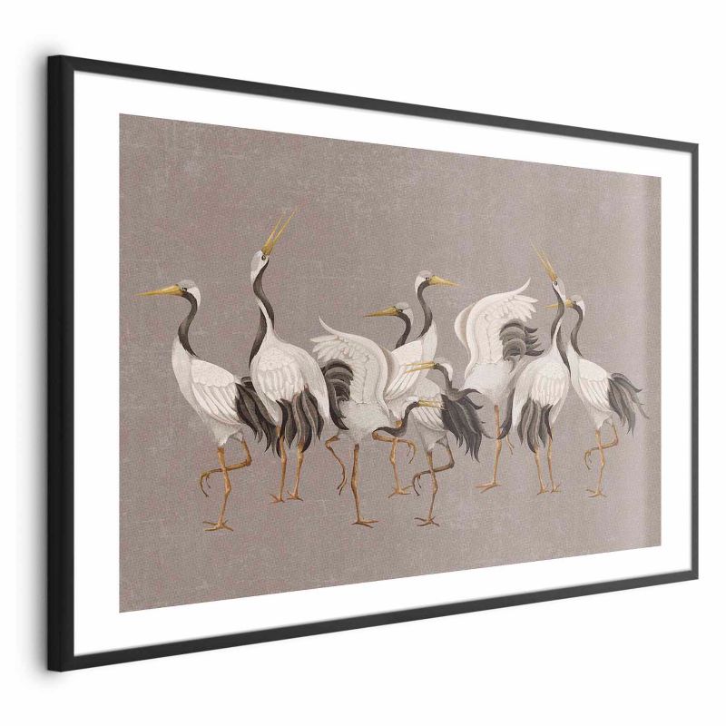 Plakat Artgeist Taniec żurawi 30x21 cm z ramą czarną 1 szt