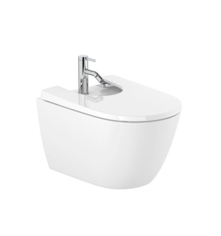 Bidet podwieszany ROCA ONA powłoka Supraglaze montaż na stelażu lub do ściany zestaw montażowy, biały 1szt.